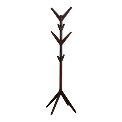 Solid Wood Coat Rack Floor Standing Clothes Hanger with 8 Hooks