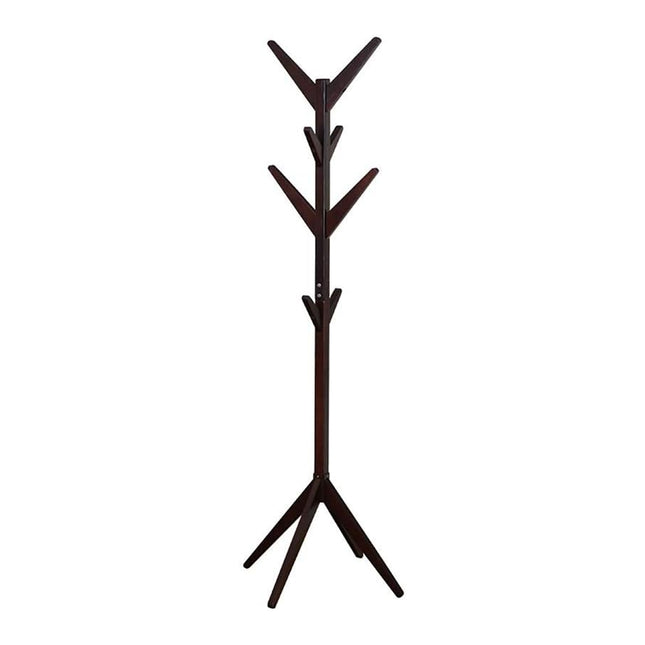 Solid Wood Coat Rack Floor Standing Clothes Hanger with 8 Hooks