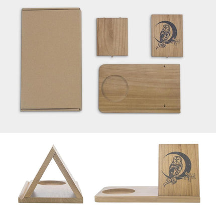 Wooden Small Book Shelf with Drink Glass Pen Holder Triangle Bookmark Book Rest