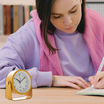 Flip Silent Desktop Small Alarm Clock with Night Light Battery-Powered Durable
