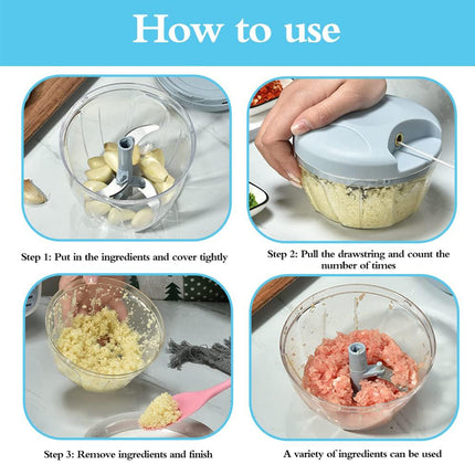 500ml Manual Meat Mincer Garlic Chopper Rotate Garlic Press Crusher Vegetable