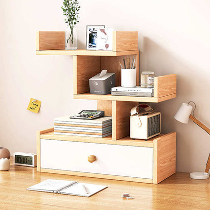 Multi Layer Storage Shelf Bookcase with Drawers Home Office Sturdy Space Saving