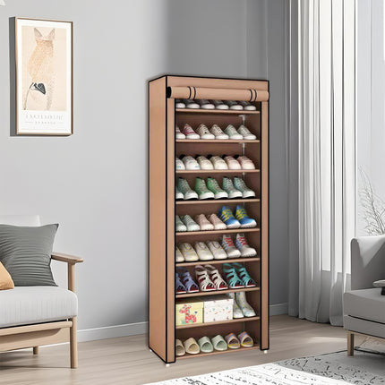 10 Tier Shoe Rack Stainless Steel Frame Non Woven Fabric for Shoe Storage Use