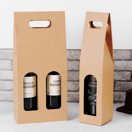 30pcs Kraft Paper Wine Box for Gift Packaging Portable Wine Bottle Storage Box