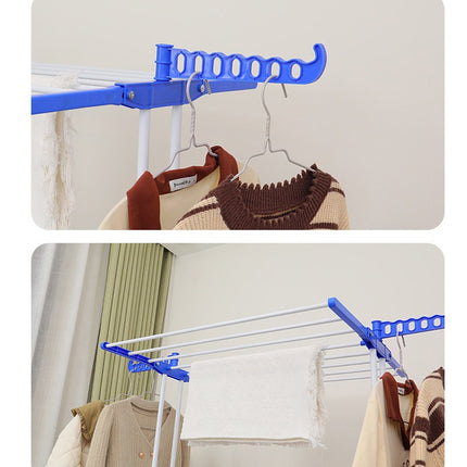 Moveable Folding Clothes Drying Rack Space Saving Blue/Grey for Laundry Balcony