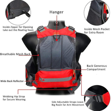 Fishing Vest with Multiple Pockets Lightweight Outdoor Floating Jacket