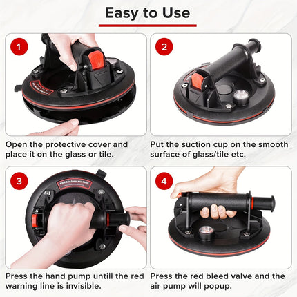8inch Electric Vacuum Suction Cup Tile Glass Lifter Tool With Gauge And Case