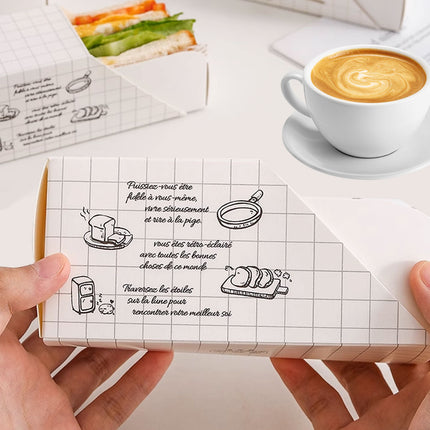50pcs Sandwich Packing Box Paper Tray for Bread Hamburger Takeaway Food Storage