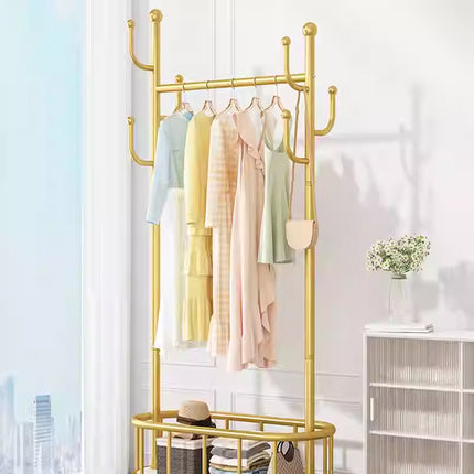 Home Floor Standing Movable Wheeled Hat Coat Rack Sturdy Durable Space Saving
