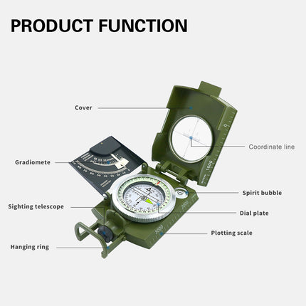 Outdoor High Precision Multi Function Compass Luminous for Hiking Camping Travel