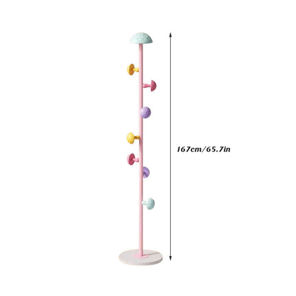 Kids Floor-Standing Coat Rack With Mushroom Hooks High-Carbon Steel