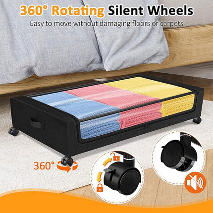 Under Bed Storage Rack Square Design with Wheels Rolling Trolley Box for Home