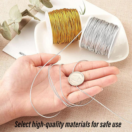 Elastic Rope Cord 10pcs Gold Silver Stretch String for DIY Craft Gift Wrapping