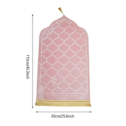 Prayer Mat Islamic Muslim Ramadan Non-slip Flannel Worship Paded Carpet Soft Rug
