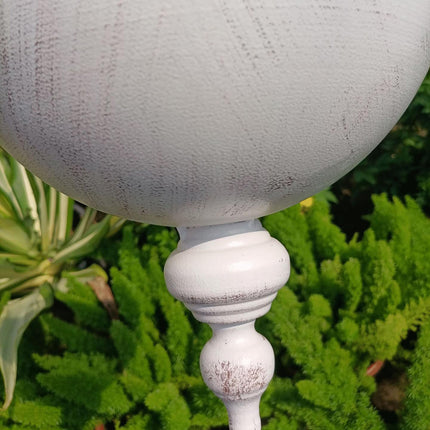 Wrought Iron Hanging Basket Planter White Vintage Bird Detail 25cm Bowl