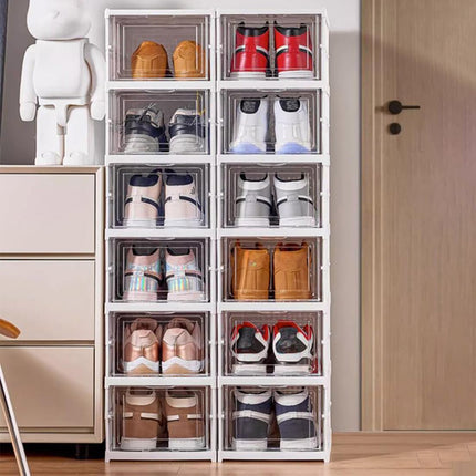 Easy Assemble Shoe Box Foldable Rack 3/6 Layers Storage Transparent Drawers