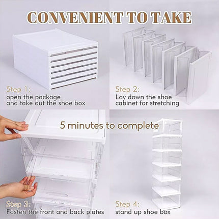 Easy Assemble Shoe Box Foldable Rack 3/6 Layers Storage Transparent Drawers