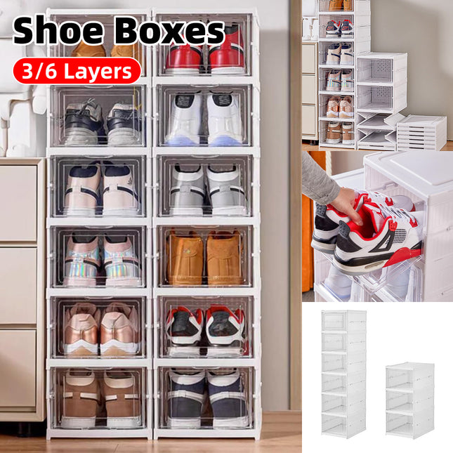 Easy Assemble Shoe Box Foldable Rack 3/6 Layers Storage Transparent Drawers
