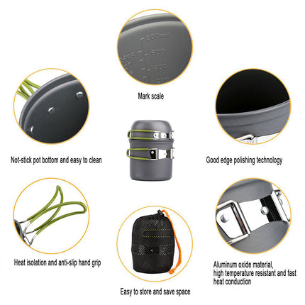 Portable Outdoor Camping Cookware Set for Hiking Picnics Travel Cooking Tools