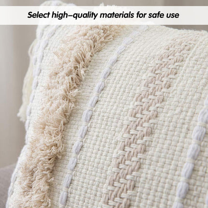 Bohemian Woven Pillow Cushion Waist Support Beige Decorative Sofa Throw Pillow