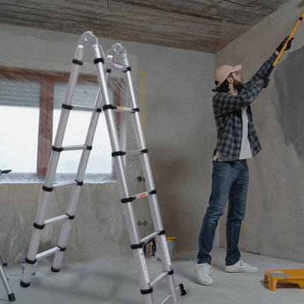 Retractable Ladder 320/380cm Aluminium Alloy Anti-Slip Striper Pedals Stable