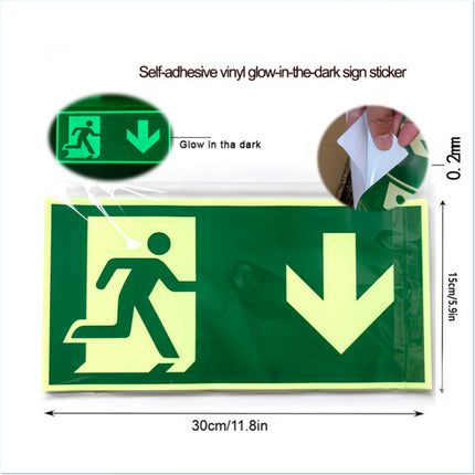 Glow in the Dark Exit Sign Stickers 10 Pack 30x15cm