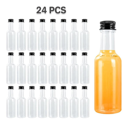 24PCS Small Plastic Wine Bottle Beverage Juice Container Reusable Clear Bottle