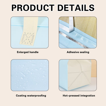 50PCS Blue Takeaway Packaging Bags with Handles and Self-Adhesive Seal