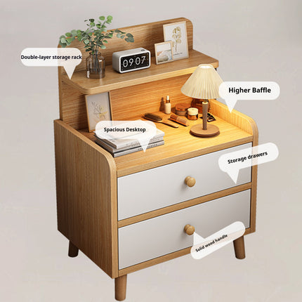 Minimalist Bedside Table 40cm White 1 Drawer or Khaki 2 Drawer with Open Shelf