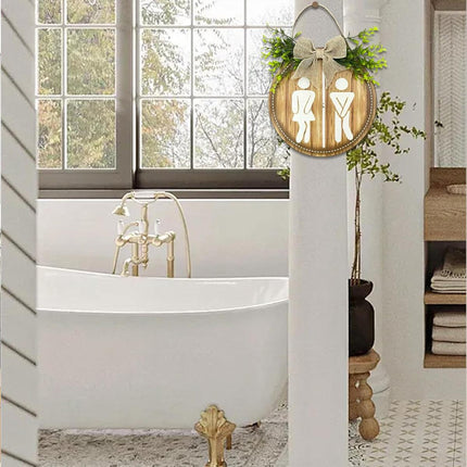 Wooden Toilet Signs Wall Hanging Gender Signage Decorative Bathroom Door Signs