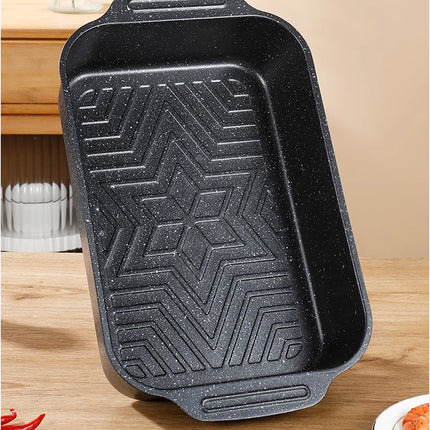 Barbecue Baking Pan Carbon Steel Non Stick Rectangular Grill Tray for Oven BBQ