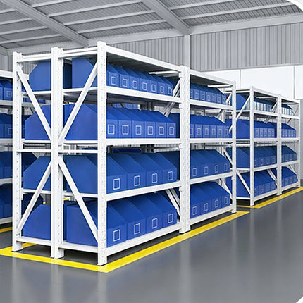 Slanted Storage Bin 5PCS Blue Corrugated PP 4 Sizes for Garage Warehouse Shelf