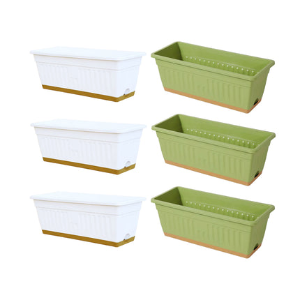 Plastic Flower Pot Set 6PCS Rectangular Planter Box Balcony Garden Vegetable Pot