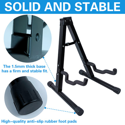 Folding Double Guitar Stand Floor Rack Electric Acoustic Bass Gig Holder Mount