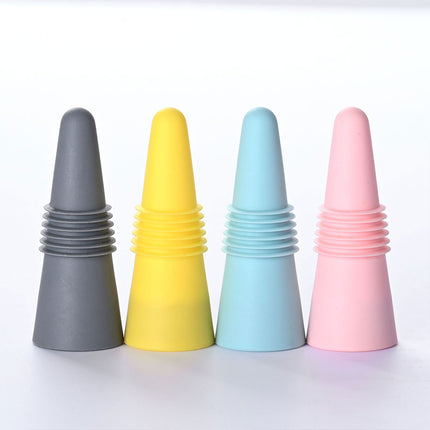 4 PCS Silicone Bottle Stoppers – Reusable Wine Beverage Sealer Bar Tool Set