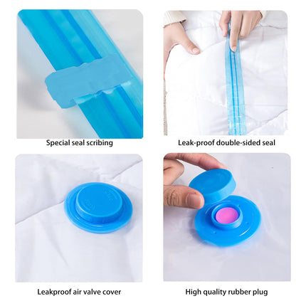 6PCS Vacuum Storage Bags Clear Space Saving for Clothes Bedding Travel Use