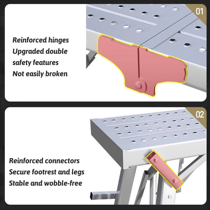Folding Scaffolding Platform Galvanized Steel Pipe 150kg Load-Bearing Adjustable