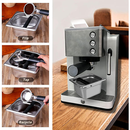 Stainless Steel Coffee Grounds Bucket Anti Splash Easy Clean for Home Cafe Use