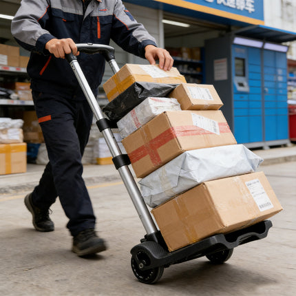Portable Folding Hand Truck Cart 40kg Adjustable Handle Space Saving Trolley