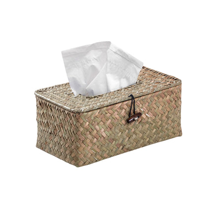 Handmade Woven Tissue Box Natural Material Storage Basket Living Room Decor