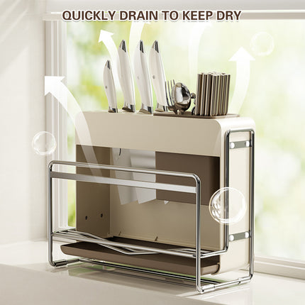Draining Countertop Knife Cutlery Storage Rack for Kitchen Utensils Space Saving