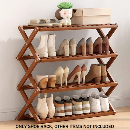 Multi-Layer Shoe Rack Bamboo Non-Slip for Home Entryway Space Saving Storage