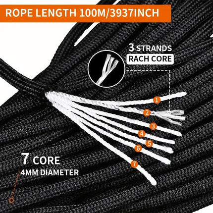 100m Paracord Outdoor Camping Binding Braided Rope Survival Gear Hiking Rope