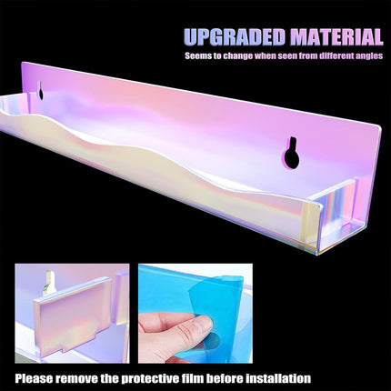 Acrylic Wall Shelves Set 4PCS Floating Display Storage Racks Clear for Home Use