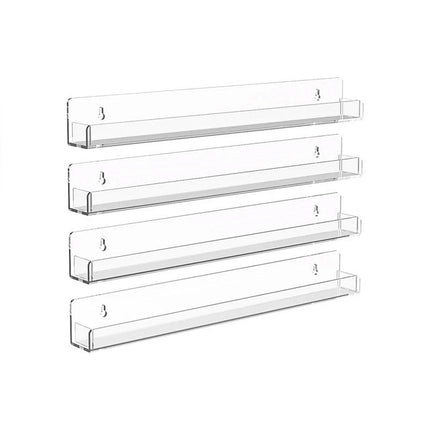 Acrylic Wall Shelves Set 4PCS Floating Display Storage Racks Clear for Home Use