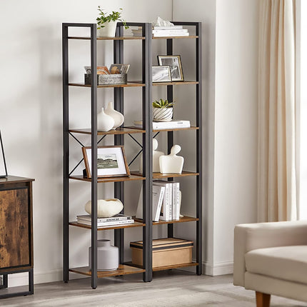 6 Tier Corner Bookshelf Organizer Space Saving for Living Room Bedroom Study Use