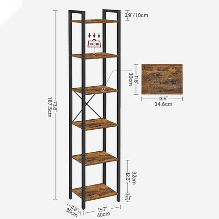 6 Tier Corner Bookshelf Organizer Space Saving for Living Room Bedroom Study Use