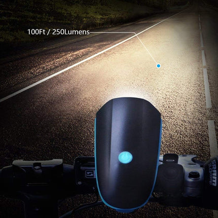 Rechargeable Bike Headlight With Horn Bright LED Waterproof For Night Use