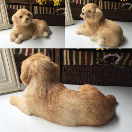 Simulation Golden Retriever Dog Model Leather Fur Home Decoration Ornament