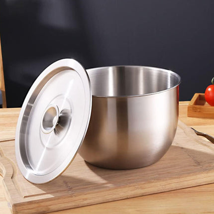 Food-Grade Stainless Steel Mixing Bowl with Lid - Deep Kitchen Prep Basin